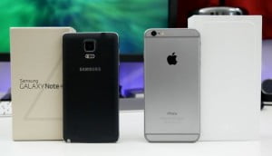 Karşılaştırma iPhone 6 Plus ve Samsung Galaxy Note 4 Karşı Karşıya