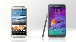 samsung galaxy note 4 vs htc one m9@2x