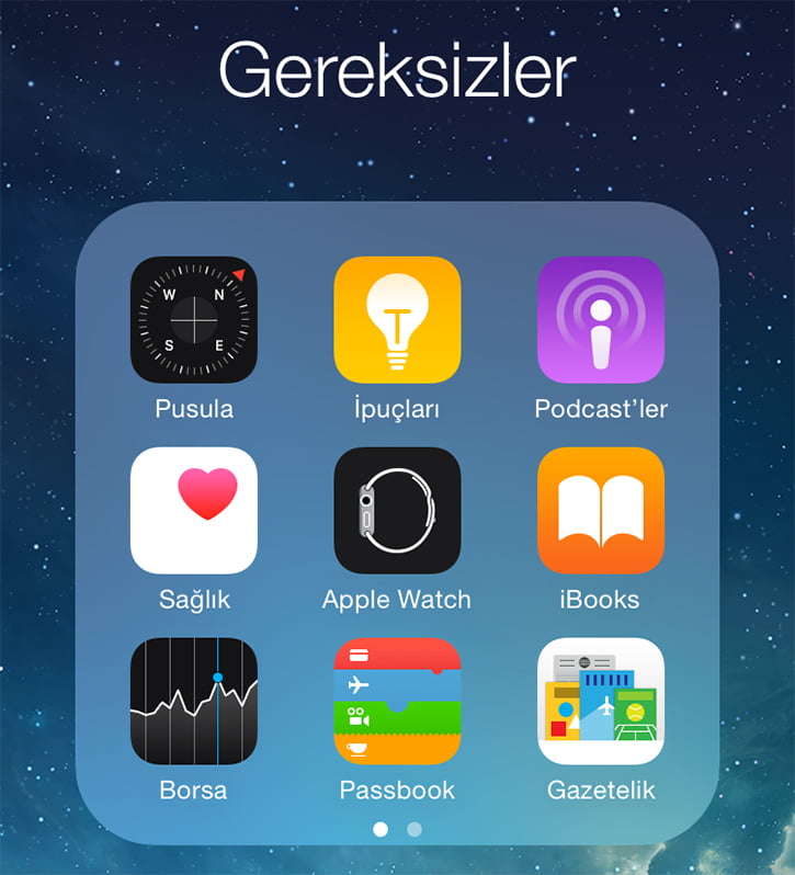 ios 9 varsayilan uygulamalari kaldirma