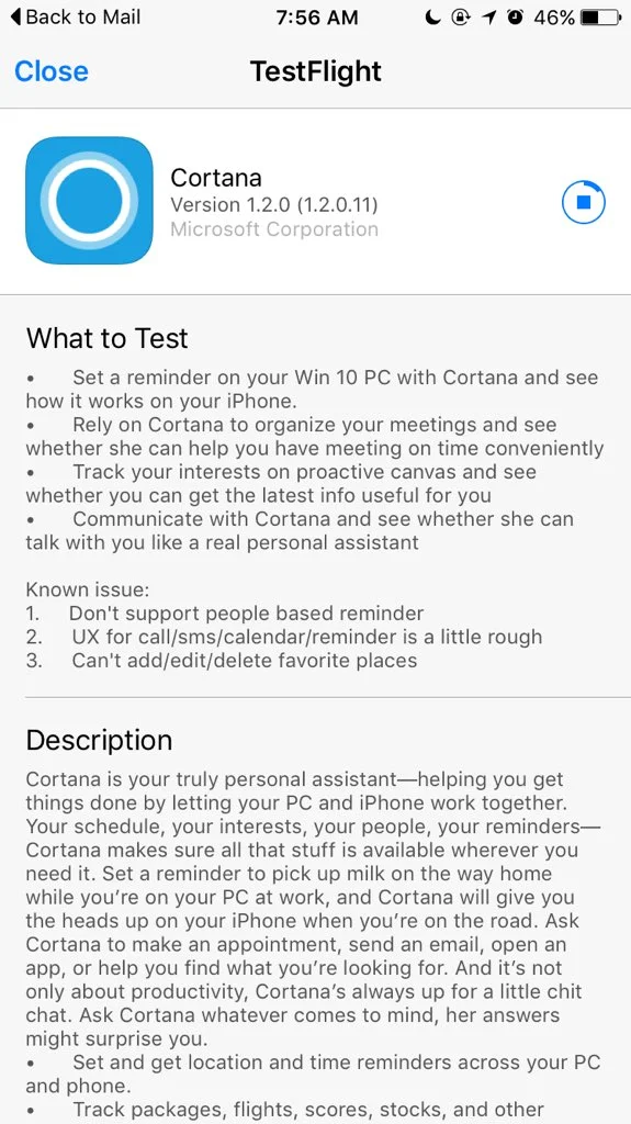 Microsoft iOS için Cortana’yı test ediyor 1 cortana ios