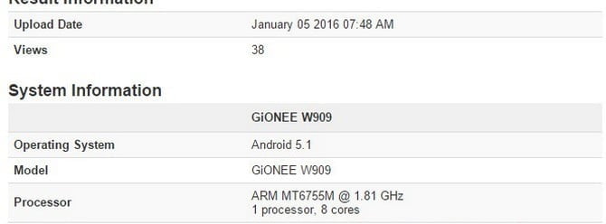 Gionee W909 ortaya çıktı!