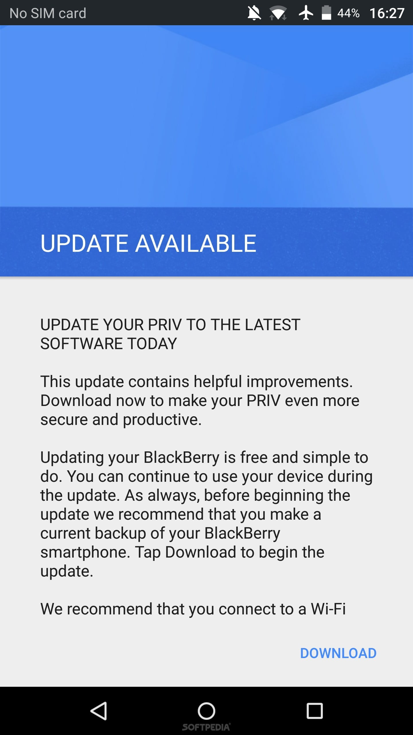 BlackBerry Priv Güncelleştirmeyi aldı