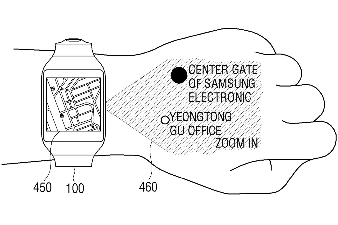 samsung smartwatch projector patent