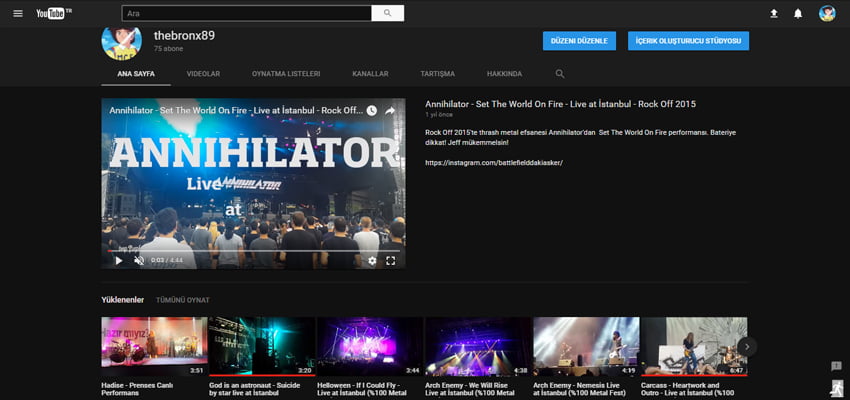 Youtube koyu renk modu