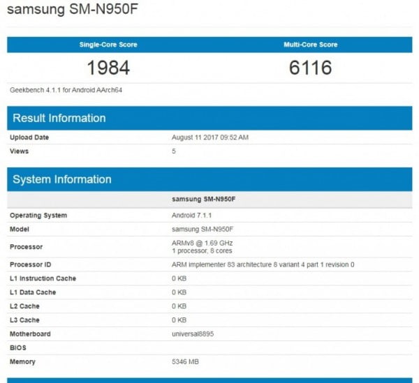 note 8 geekbench