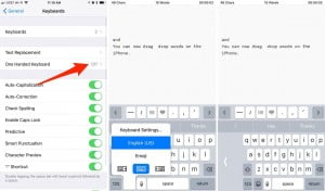 iOS 11 -tek parmak için klavye