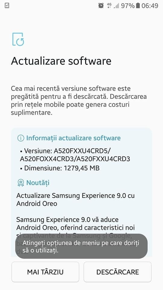 Galaxy A5 2017 için Android Oreo