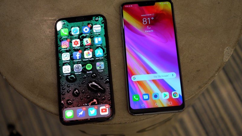 lg g7 thinq ve iphone x karşılaştırması