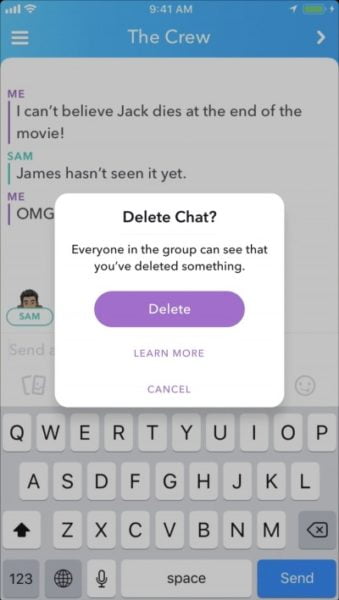 Snapchat'e mesaj silme özelliği geliyor 2 Snapchat