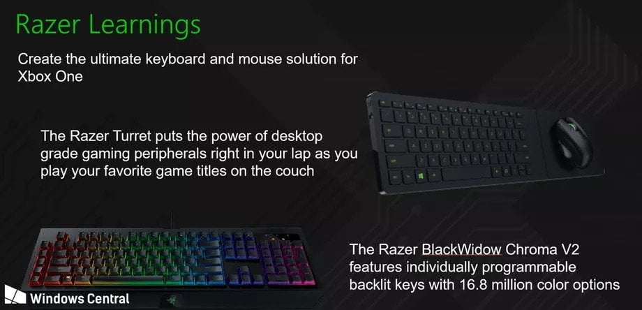 Xbox One için Razer klavye ve mouse