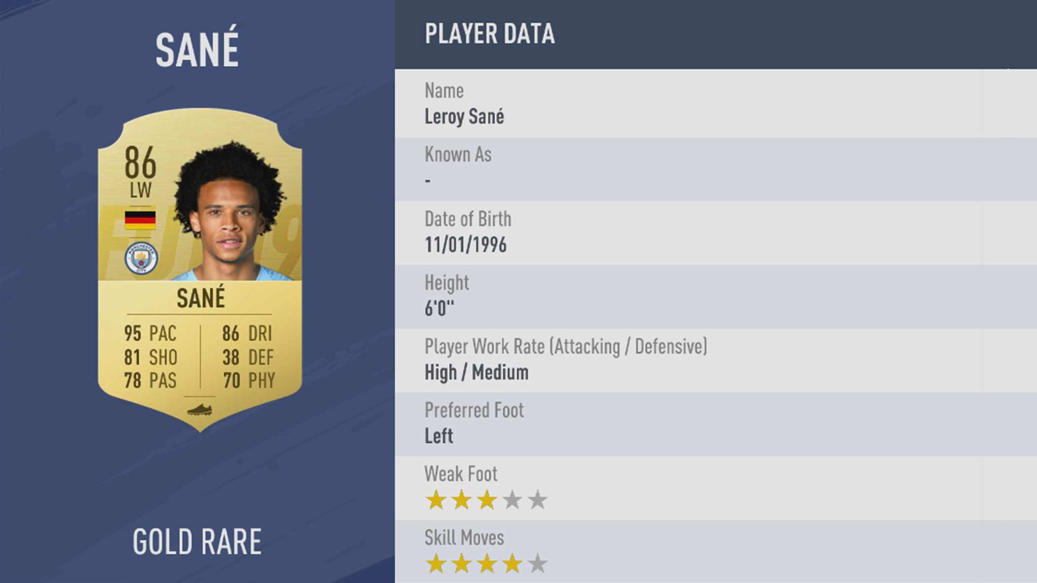 FIFA19 tile large 70 Sane lg
