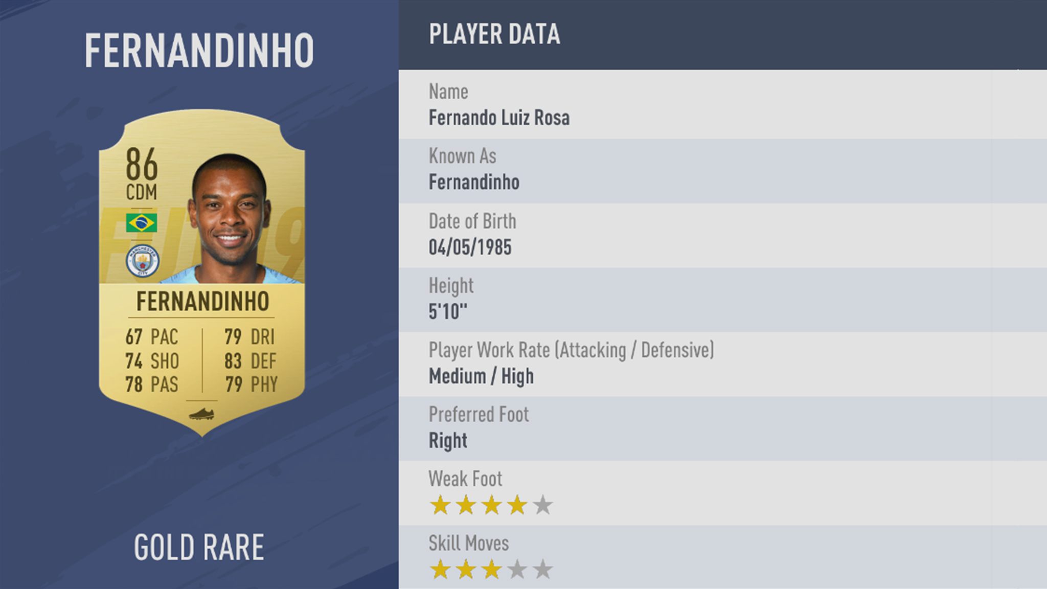 FIFA19 tile large 72 Fernandinho lg
