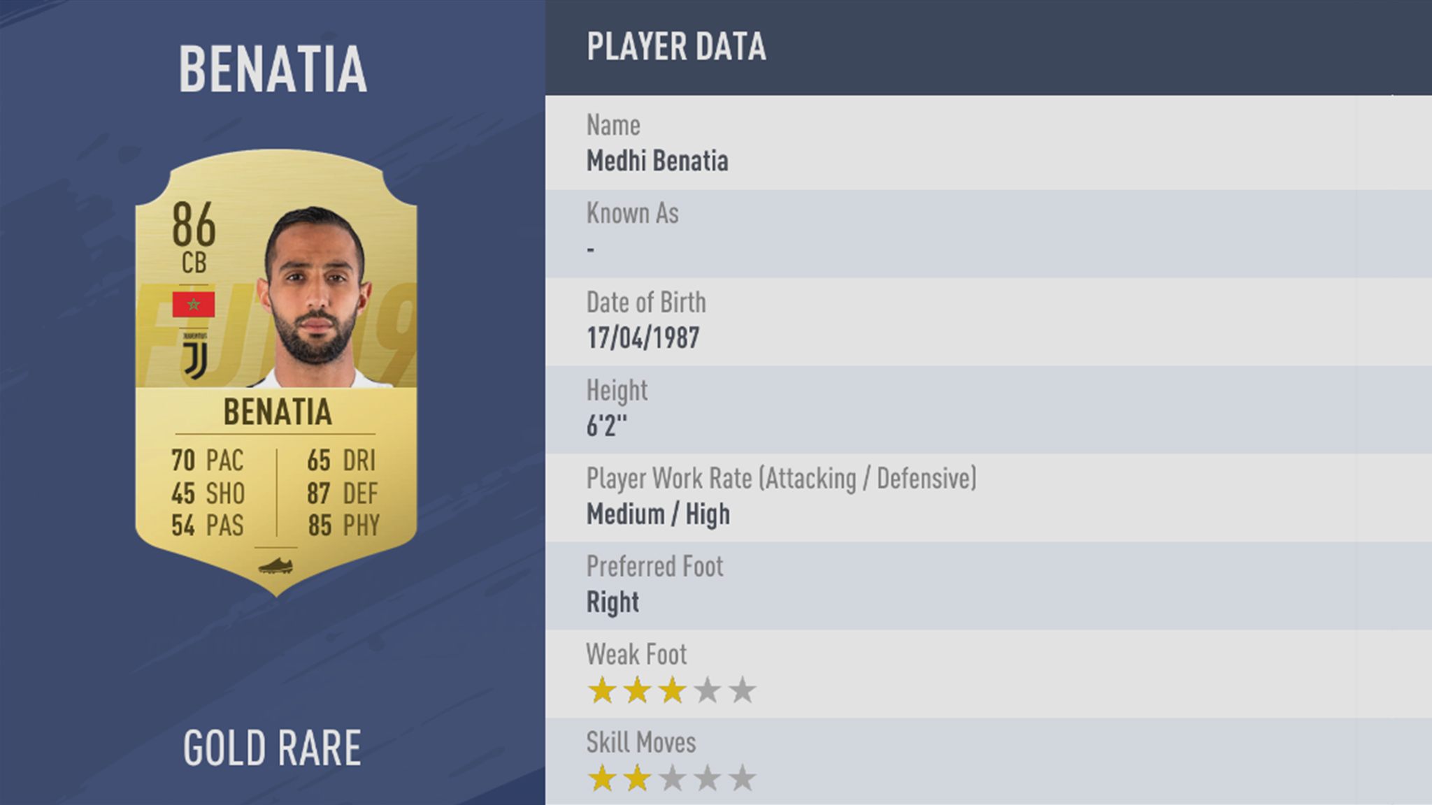 FIFA19 tile large 78 Benatia lg