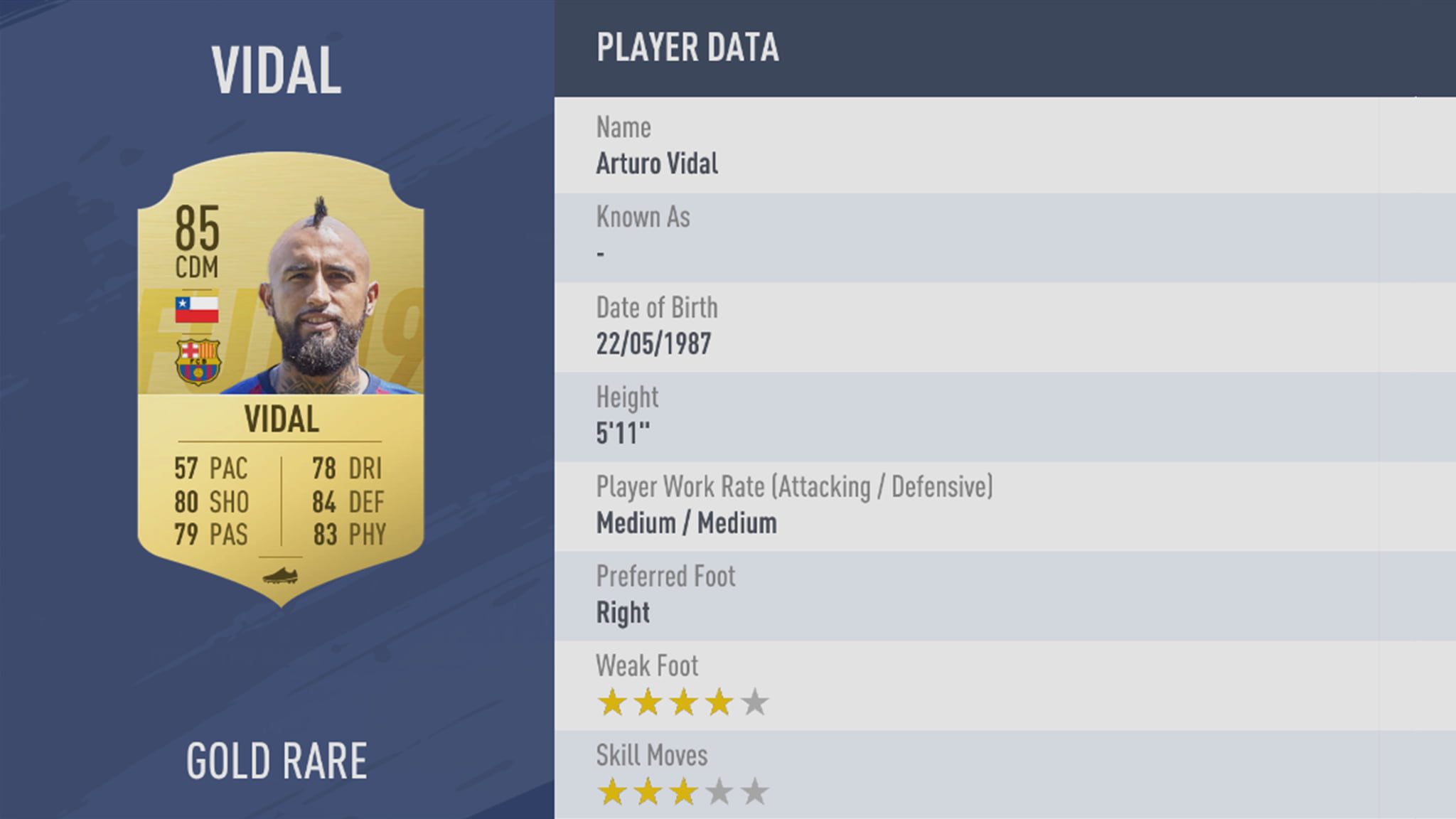 FIFA19 tile large 83 Vidal lg