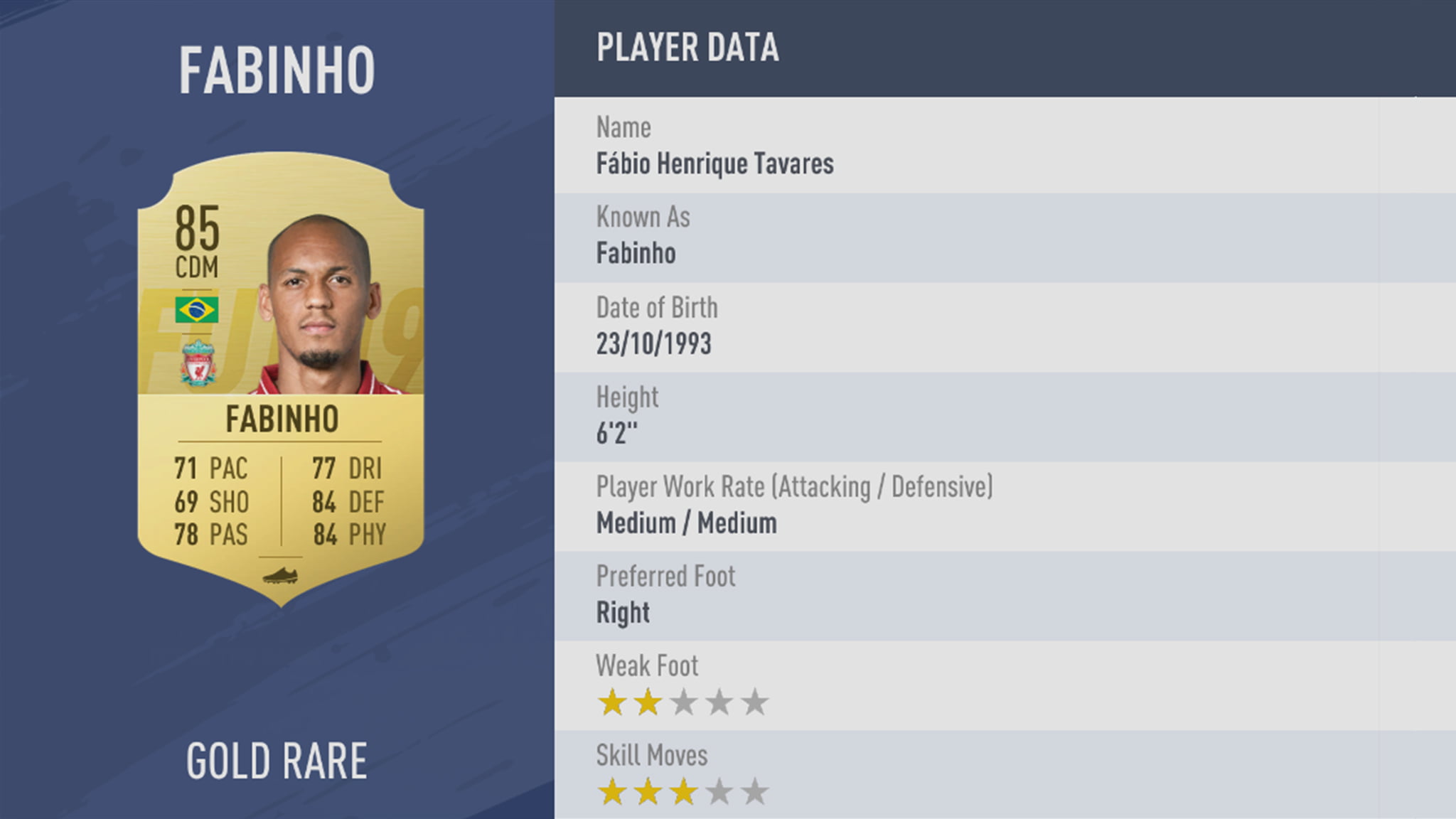 FIFA19 tile large 84 Fabinho lg