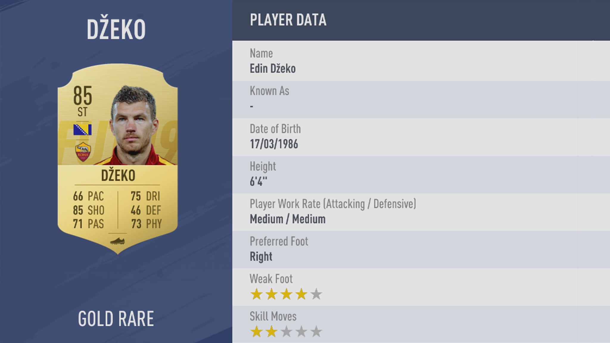 FIFA19 tile large 92 Dzeko lg