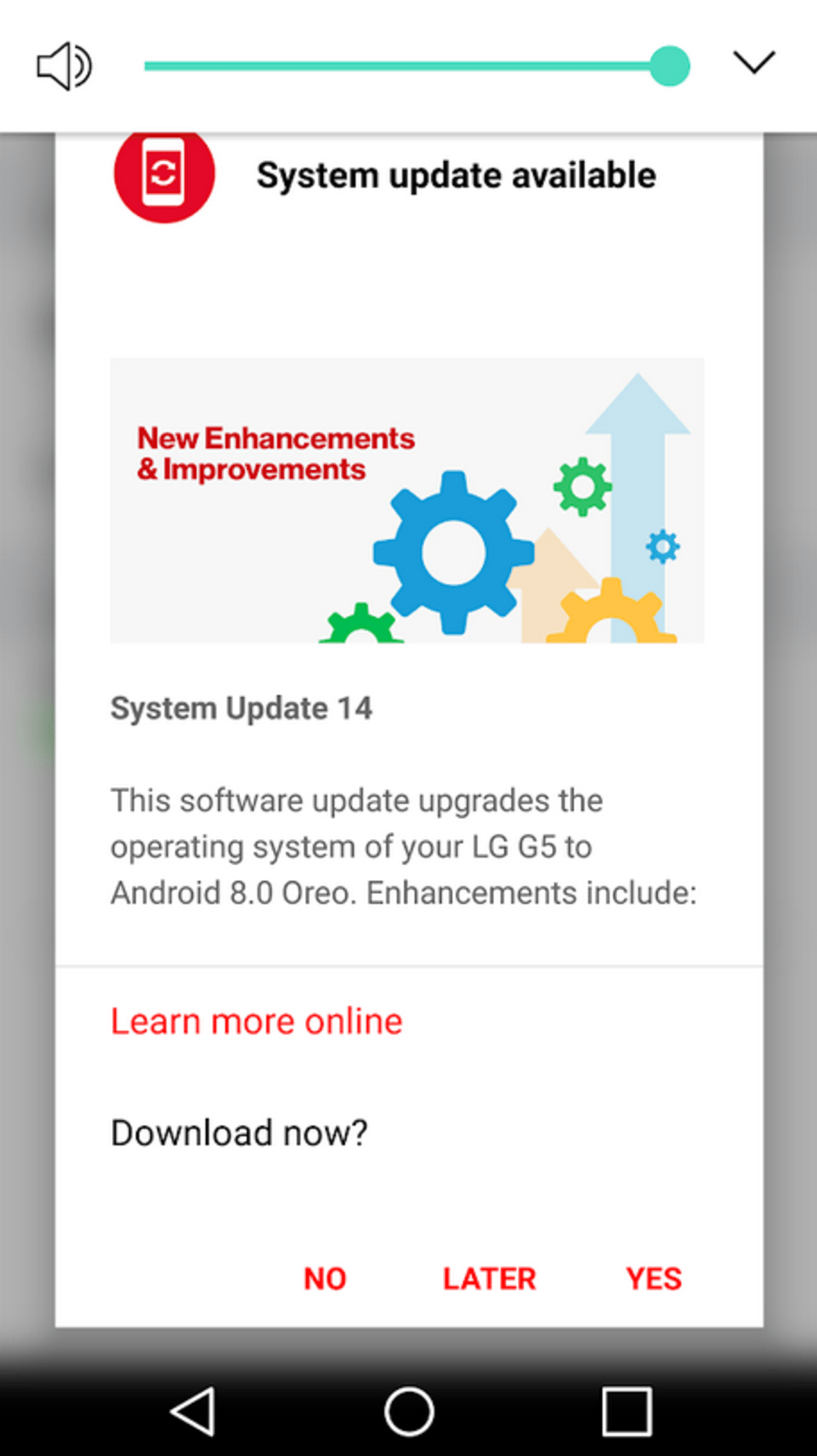 LG G5 için Android Oreo