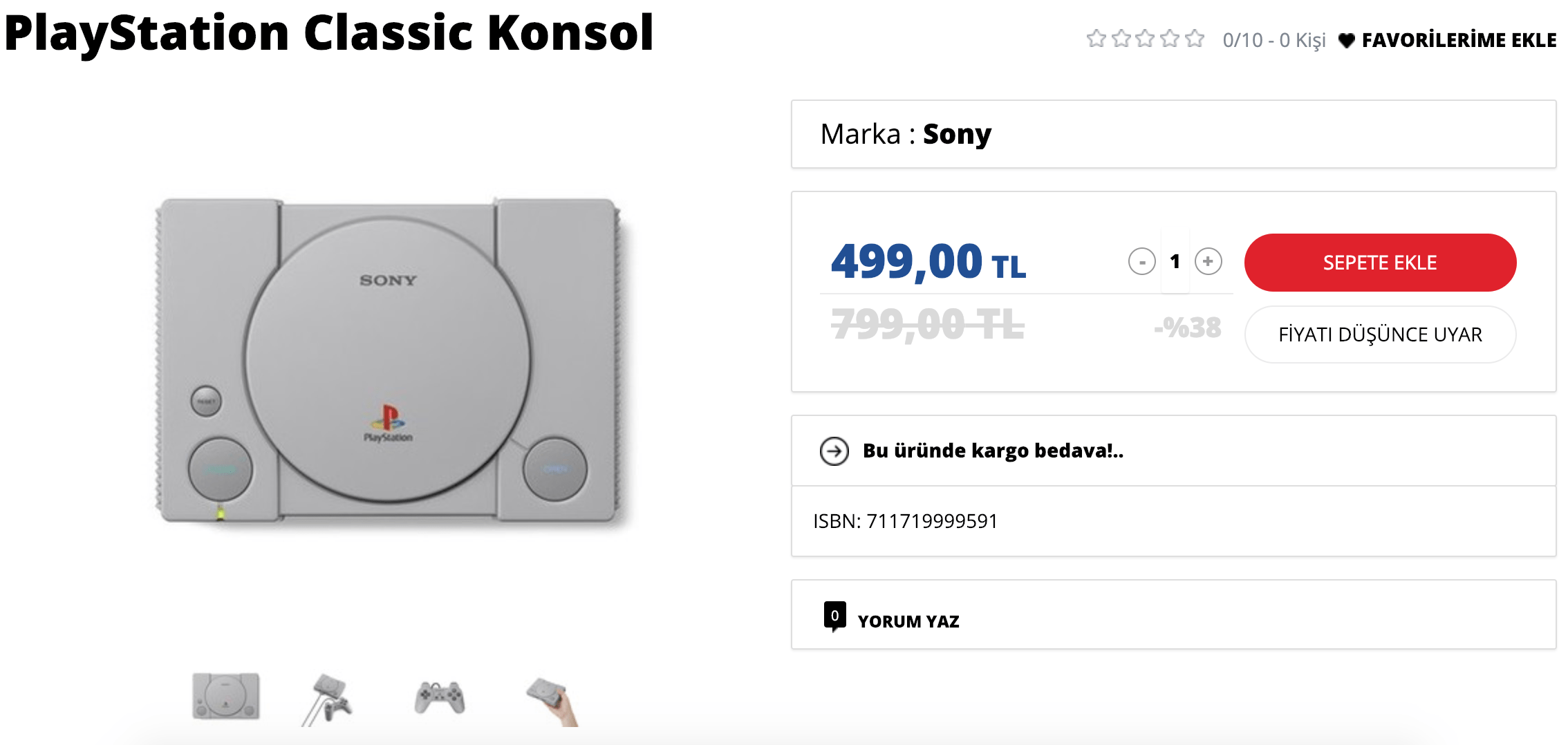 PlayStation Classic Türkiye fiyatı