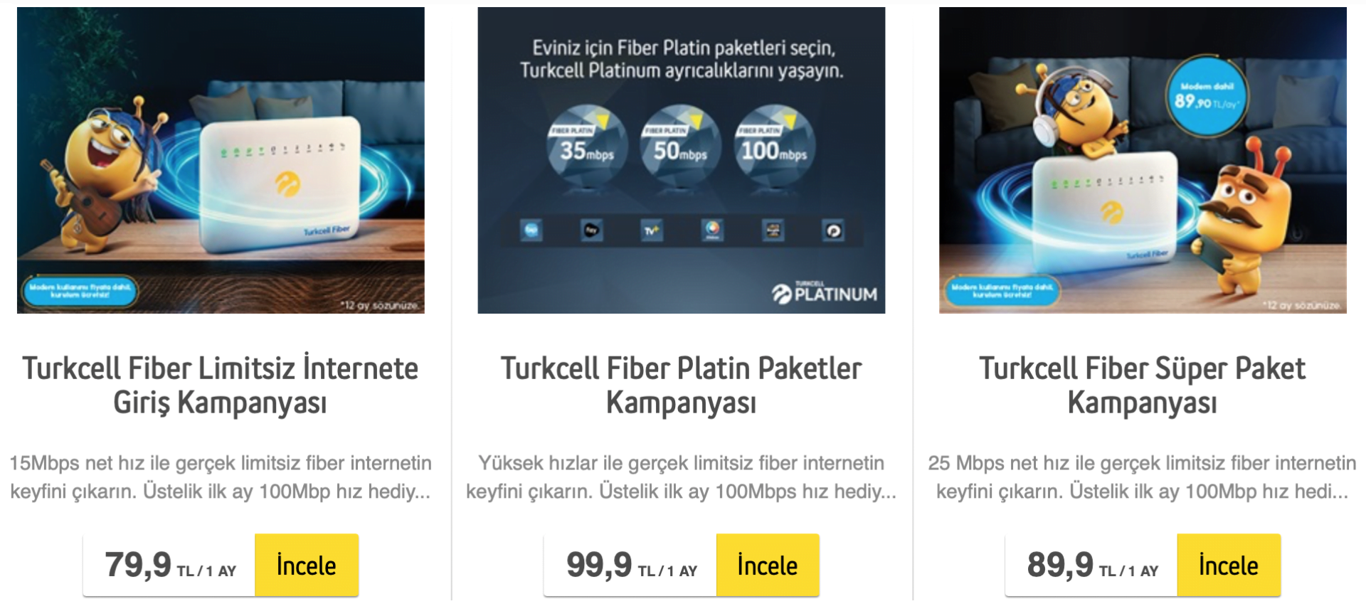 Turkcell Superonline Limitsiz Fiber Internet Paketleri A Kland
