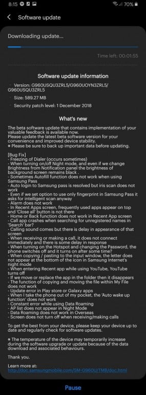 Galaxy S9 için Android Pie Amerika'da! 2 Galaxy S9 için Android Pie