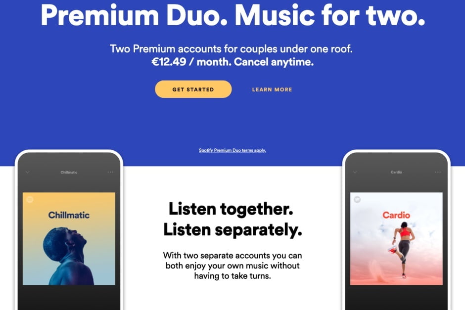 Spotify çiftlere özel üyelik