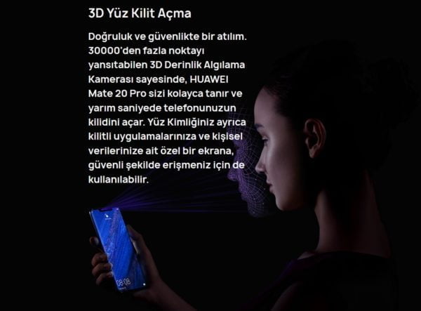 Huawei Mate 20 Pro, 3 boyutlu yüz tanıma sistemiyle "yüzünüze özel"