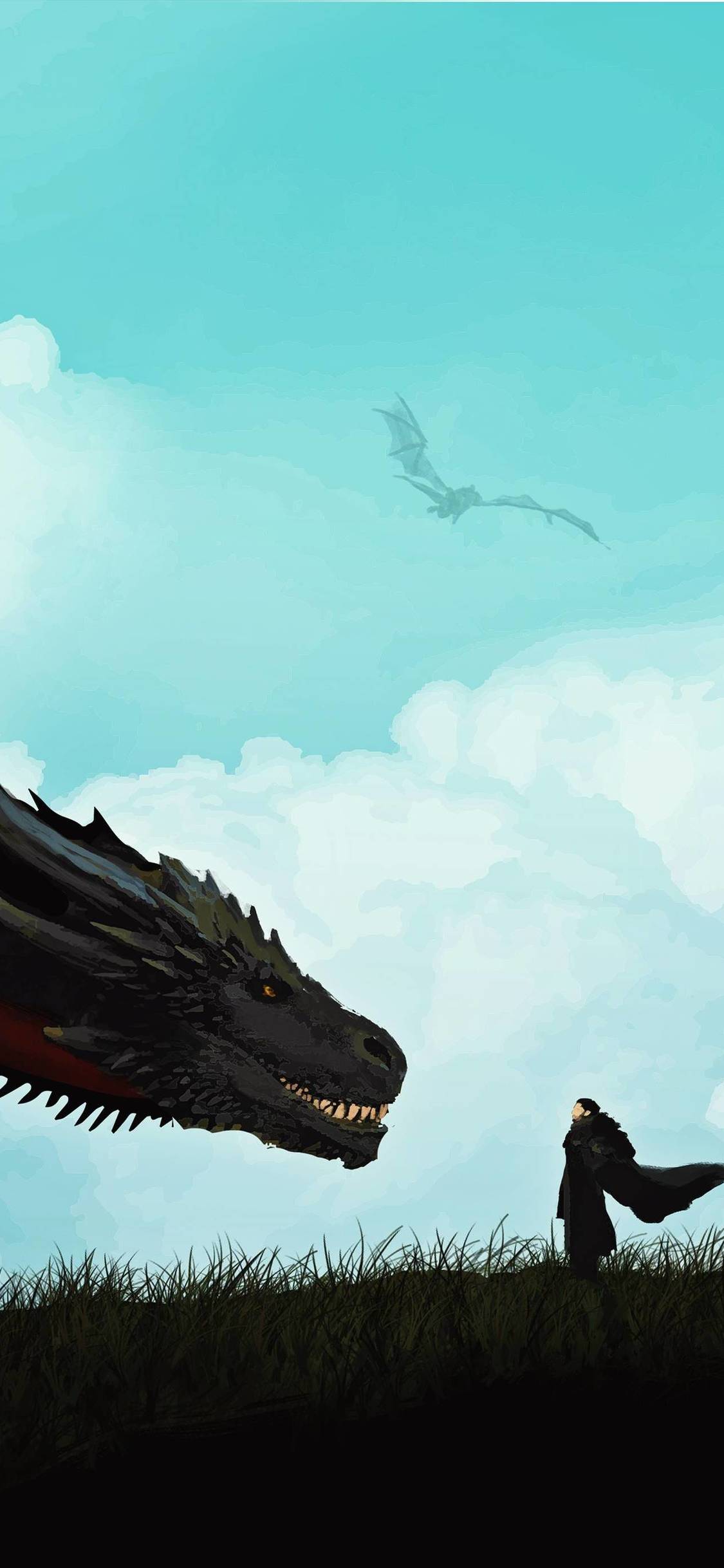 jon snow and khalessi dragon iPhone game of thrones wallpaper