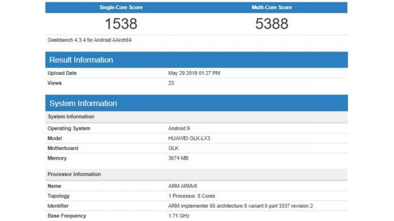 Huawei Nova 5i Geekbench