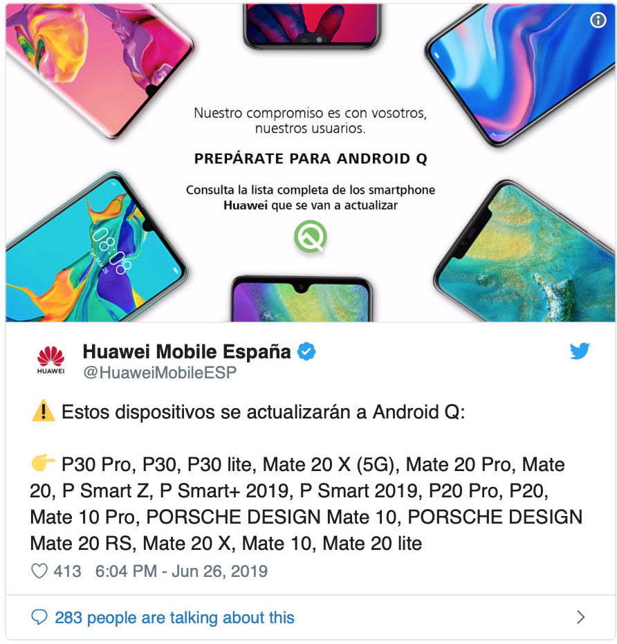 Android Q alacak Huawei