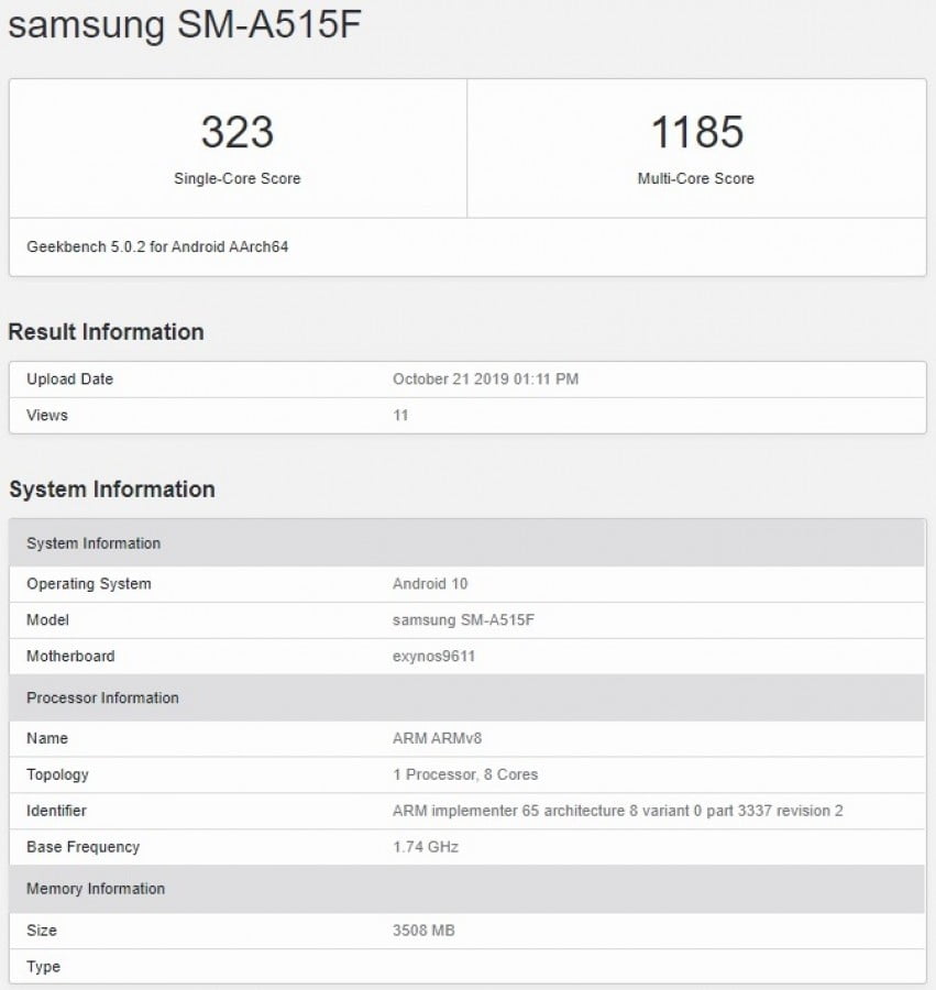 Galaxy A51 özellikleri Geekbench'te ortaya çıktı! 2 Galaxy A51 özellikleri