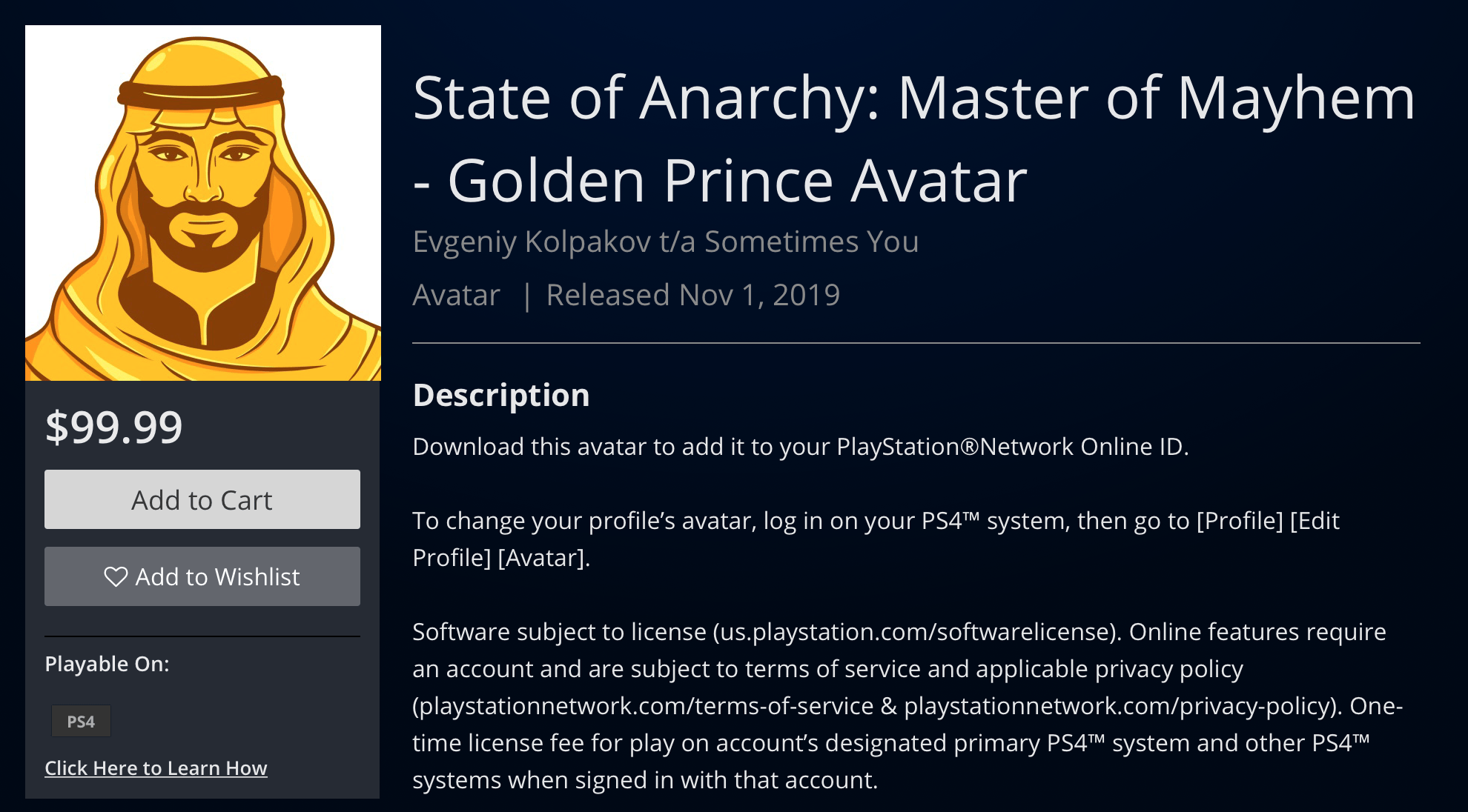 State of Anarchy: Master of Mayhem - Altın Prens