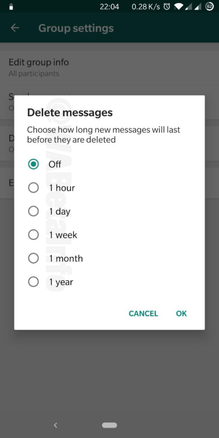 WhatsApp kendini silen mesajlar