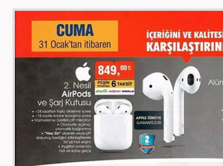 BİM AirPods 2 satacağını açıkladı! 2 BİM AirPods 2