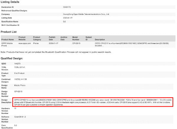 OPPO A31 ilk sertifikasını aldı! 2 OPPO A31