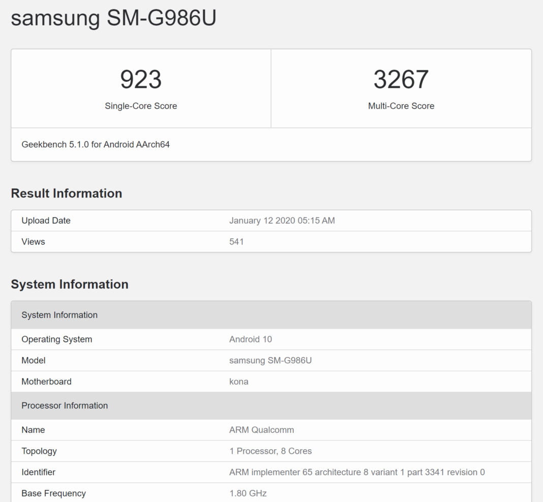 s20 geekbench 5