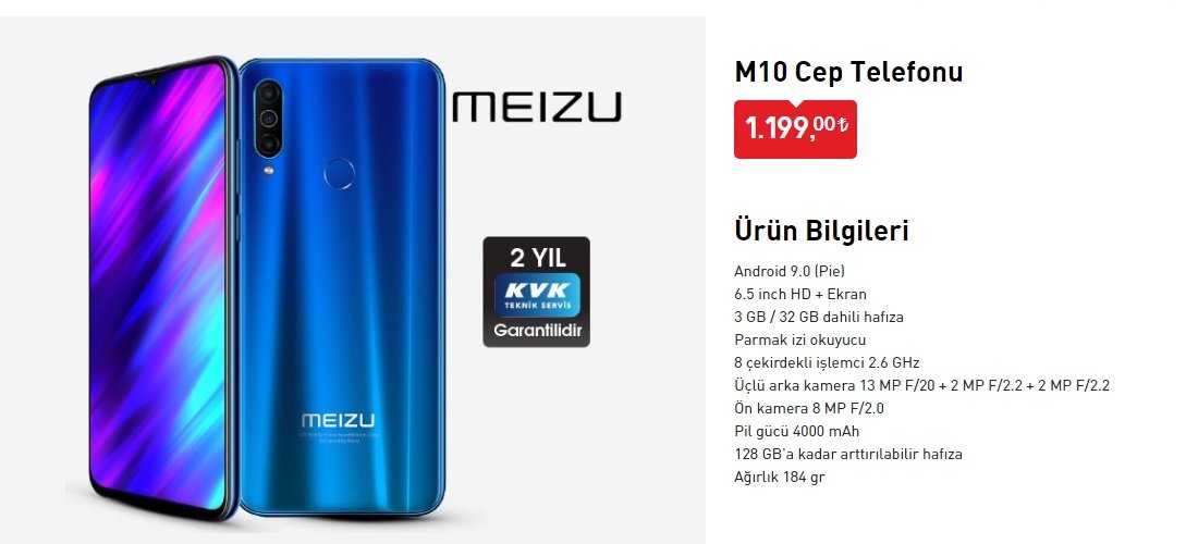 Bimde satılan Meizu M10