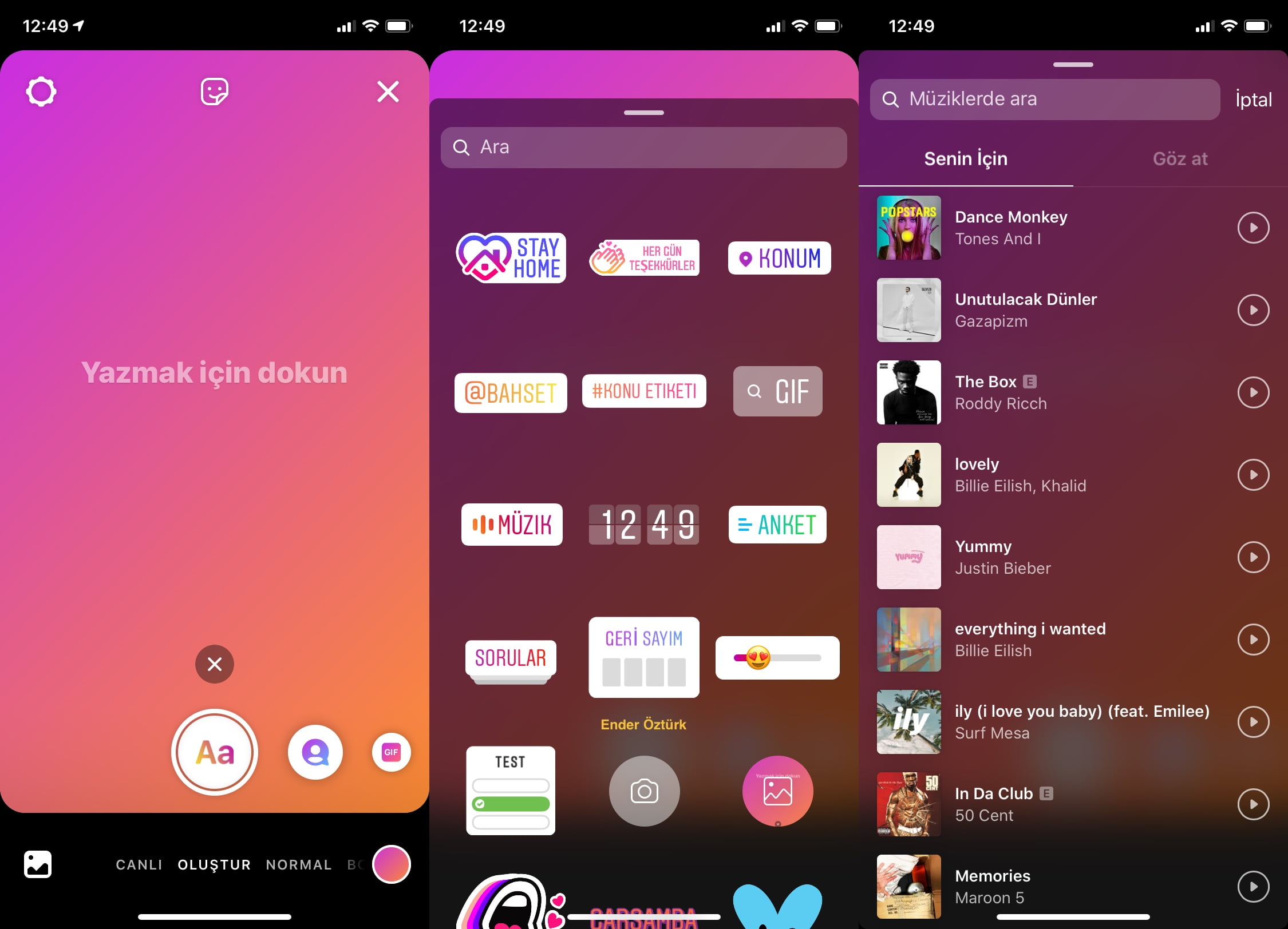 Instagram müzik yükleme