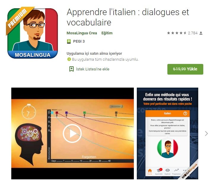 Google Play Store değeri 500 TL olan uygulamalar 2 Apprendre Iitalien Dialogues
