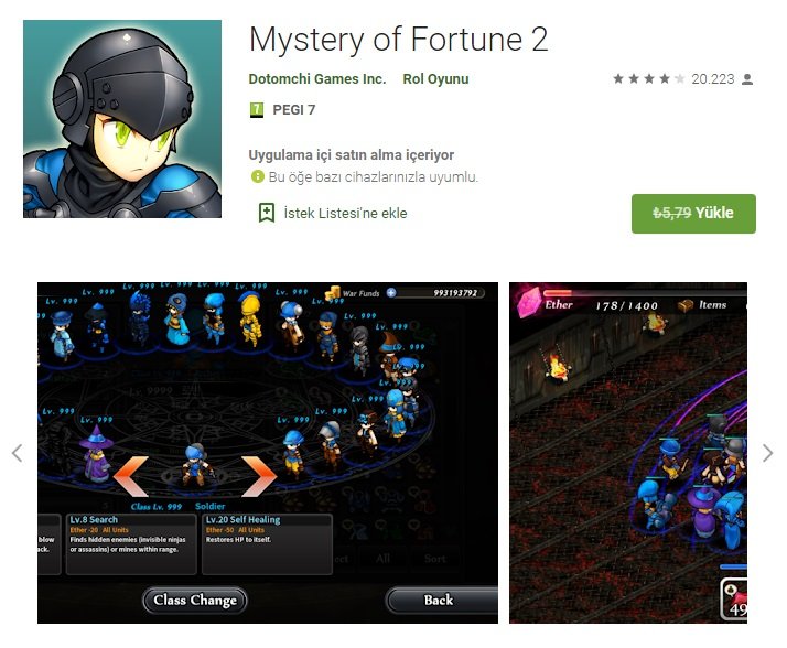 Google Play Store değeri 500 TL olan uygulamalar 2 Mystery of Fortune 2