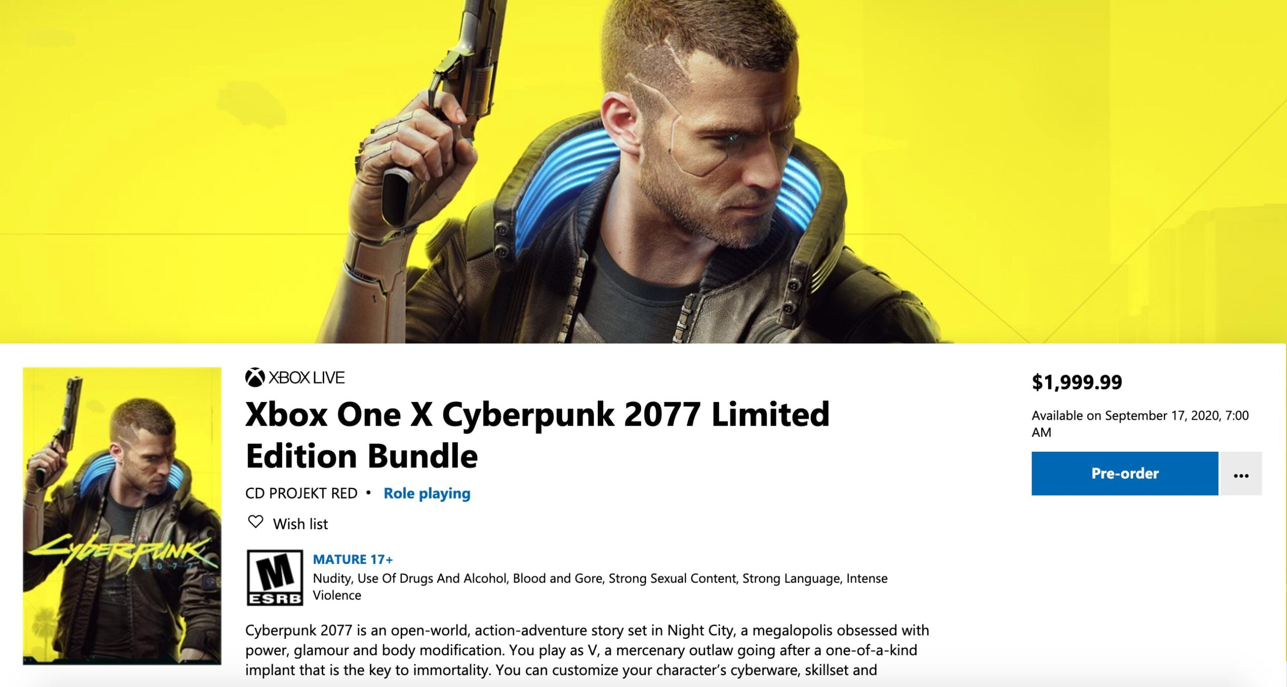 Xbox One X Cyberpunk 2077 Limited Edition Bundle