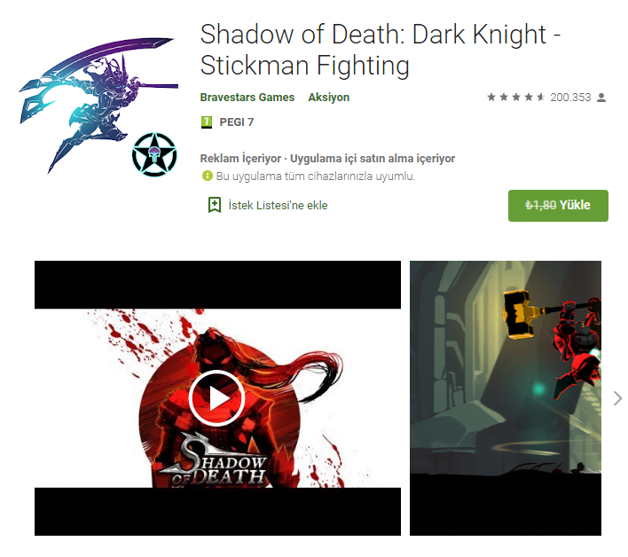 Google Play Store değeri 500 TL olan uygulamalar 2 Shadow of Death