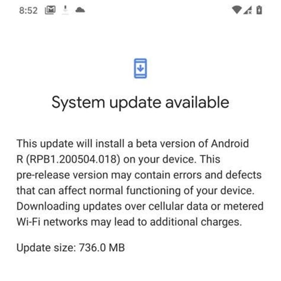 Android 11 Beta, yanlışlıkla yayınlandı, işte ilk görüntüler