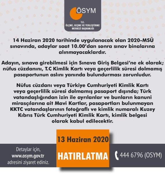 msü sınav giriş belgesi