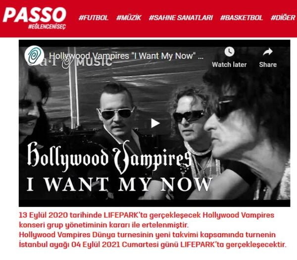 Hollywood Vampires İstanbul konseri ertelendi!
