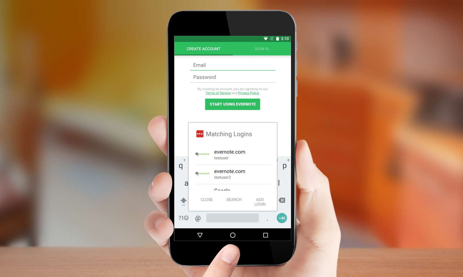 Android otomatik doldurma