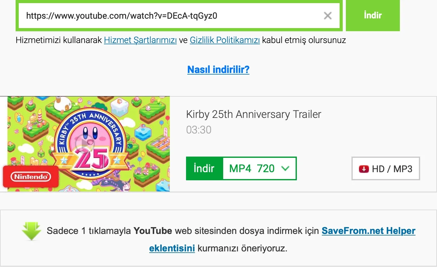 YouTube video indirme