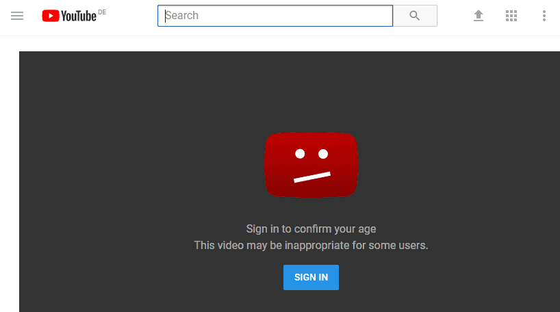 May video. Youtube age restriction. 