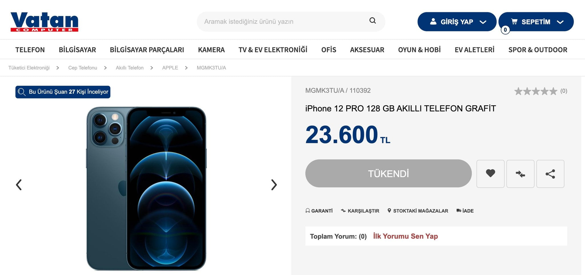 iPhone 12 Pro Türkiye fiyatı