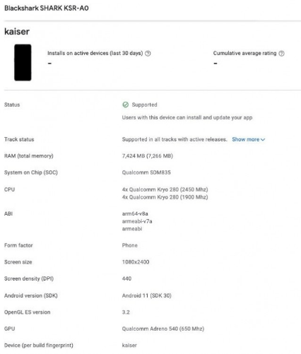 Xiaomi Black Shark 4, Google Play Console'da göründü
