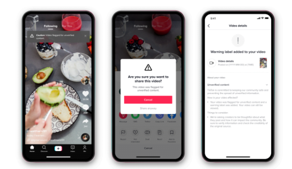 TikTok, 'doğrulanmamış' bilgiler içeren videolara uyarılar ekliyor
